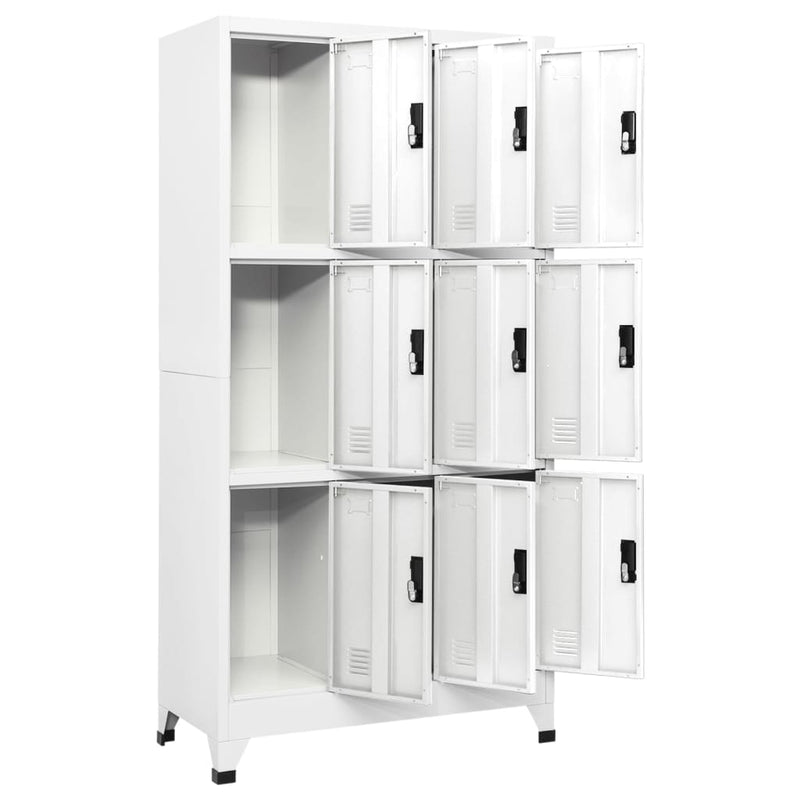 Locker Cabinet White 90x45x180 cm Steel