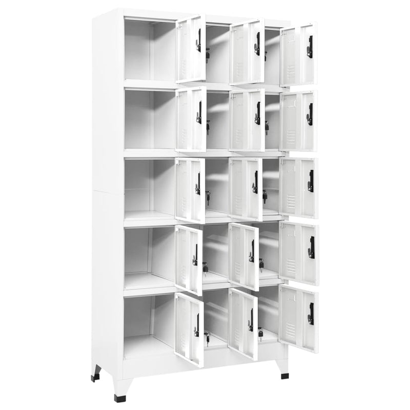 Locker Cabinet White 90x40x180 cm Steel