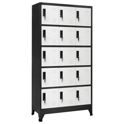 Locker Cabinet Anthracite and White 90x40x180 cm Steel