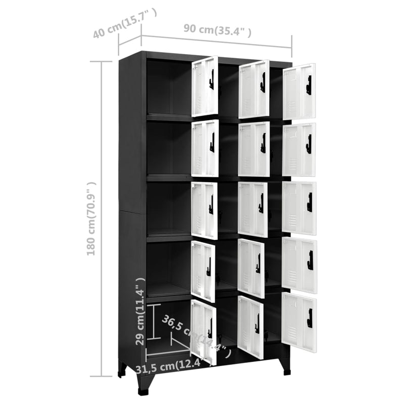 Locker Cabinet Anthracite and White 90x40x180 cm Steel