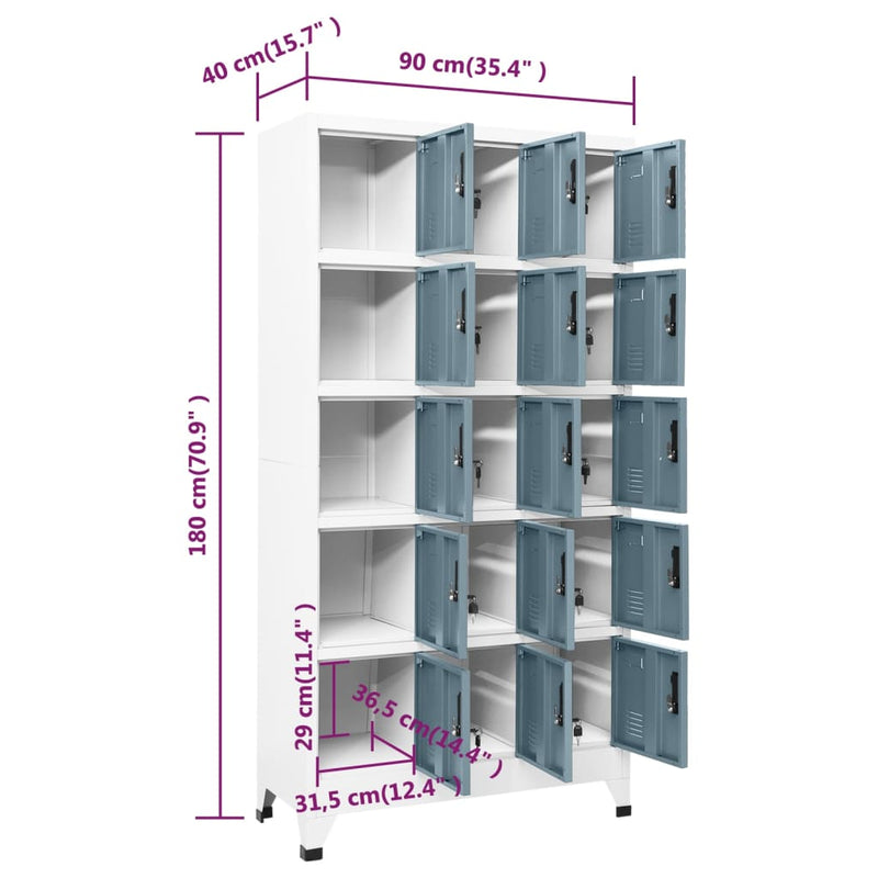 Locker Cabinet Light Grey and Dark Grey 90x40x180 cm Steel