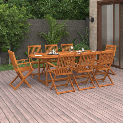 9 Piece Garden Dining Set 220x90x75 cm Solid Wood Acacia