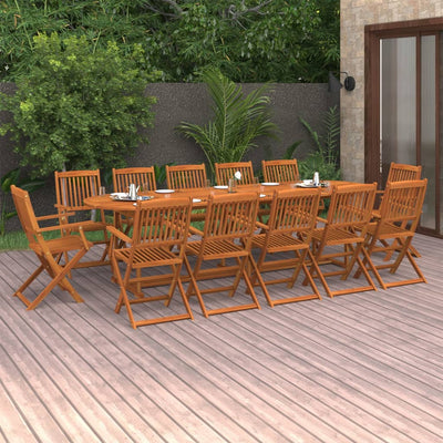 13 Piece Garden Dining Set 280x90x75 cm Solid Wood Acacia