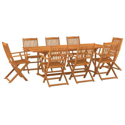 9 Piece Garden Dining Set 220x90x75 cm Solid Wood Acacia