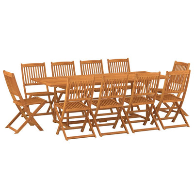 11 Piece Garden Dining Set 220x90x75 cm Solid Wood Acacia