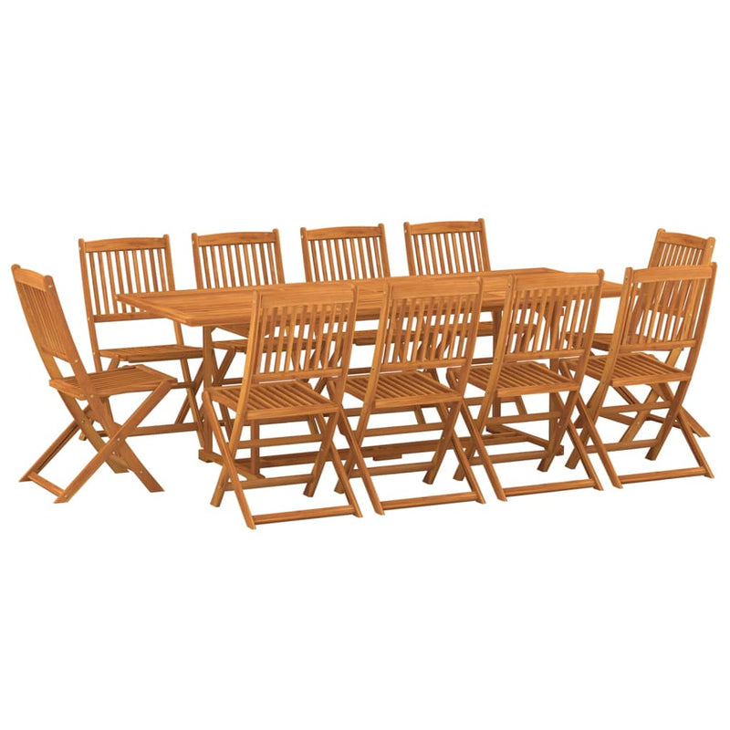 11 Piece Garden Dining Set 220x90x75 cm Solid Wood Acacia