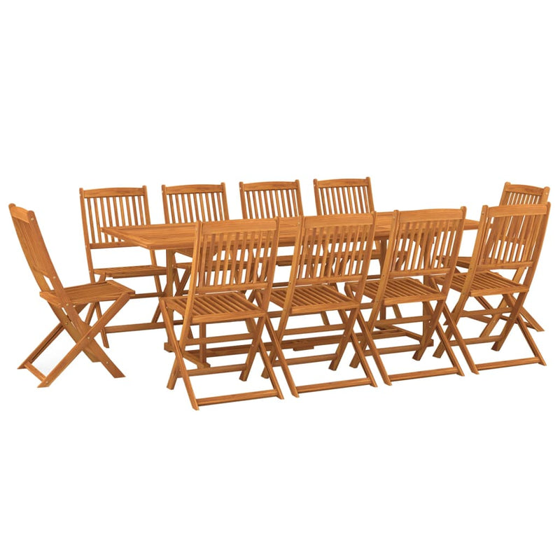 11 Piece Garden Dining Set 220x90x75 cm Solid Wood Acacia