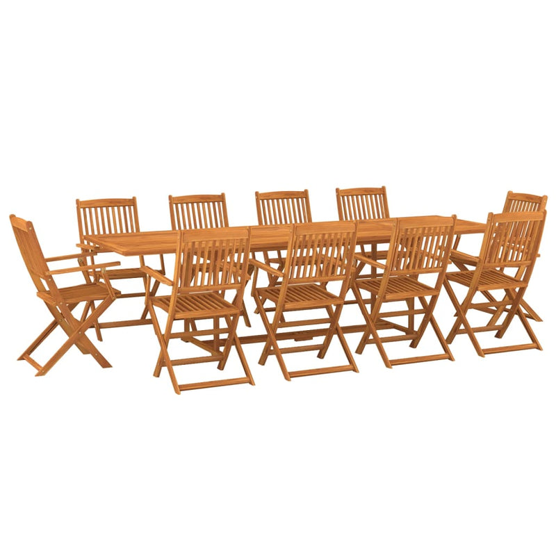 11 Piece Garden Dining Set 280x90x75 cm Solid Wood Acacia