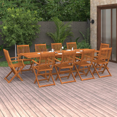 11 Piece Garden Dining Set 280x90x75 cm Solid Wood Acacia