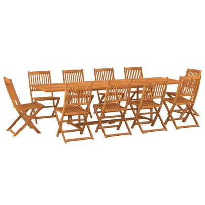 11 Piece Garden Dining Set 280x90x75 cm Solid Wood Acacia