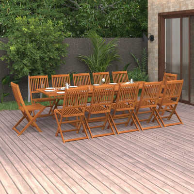 13 Piece Garden Dining Set 280x90x75 cm Solid Wood Acacia