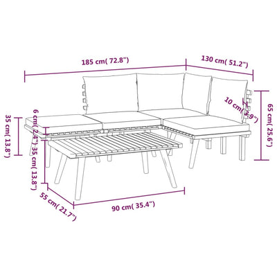 5 Piece Garden Lounge Set with Cushions Solid Wood Acacia