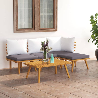 5 Piece Garden Lounge Set with Cushions Solid Wood Acacia