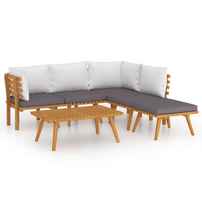 6 Piece Garden Lounge Set with Cushions Solid Wood Acacia