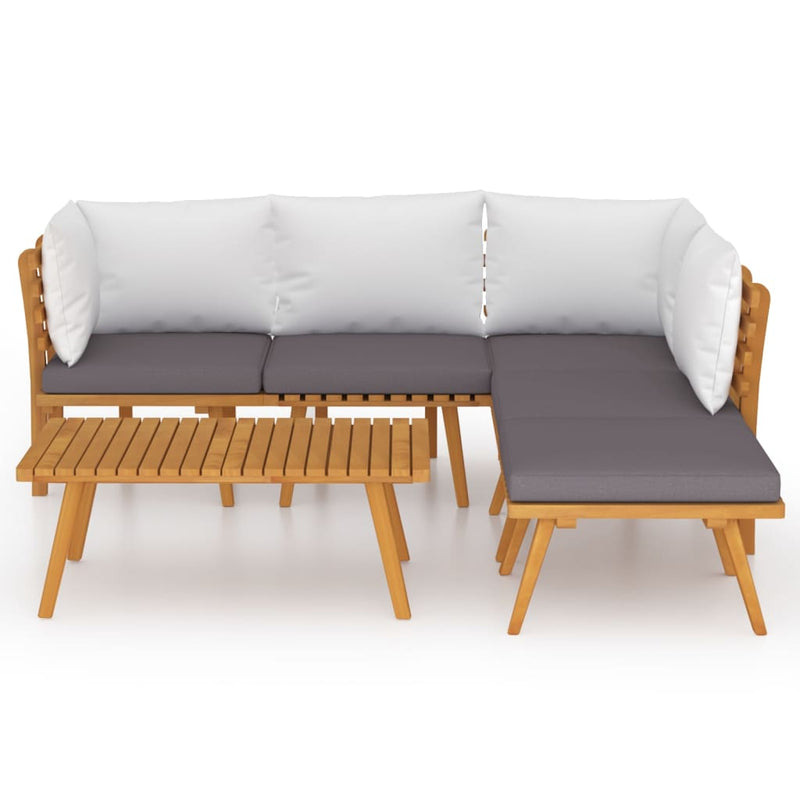 6 Piece Garden Lounge Set with Cushions Solid Wood Acacia