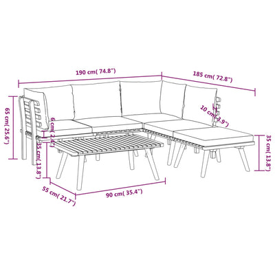 6 Piece Garden Lounge Set with Cushions Solid Wood Acacia