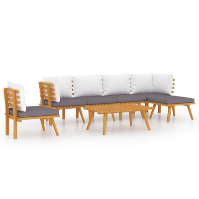 7 Piece Garden Lounge Set with Cushions Solid Wood Acacia