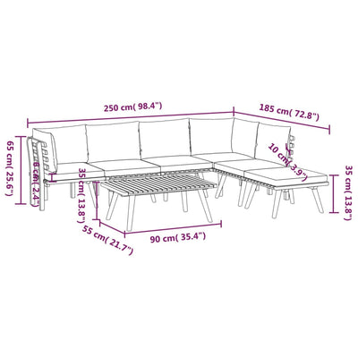 7 Piece Garden Lounge Set with Cushions Solid Wood Acacia