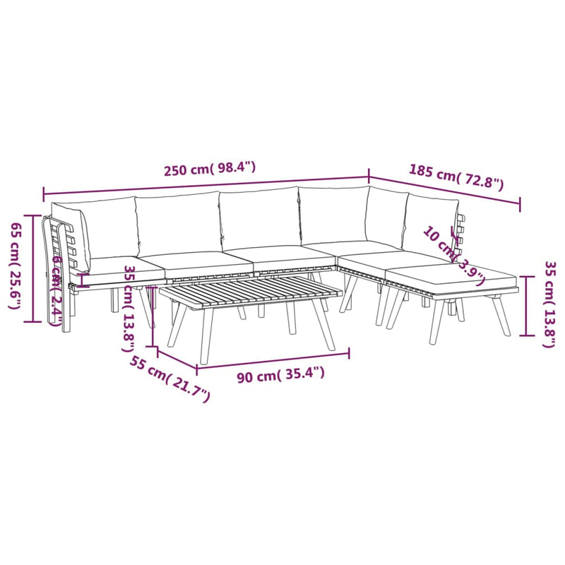 7 Piece Garden Lounge Set with Cushions Solid Wood Acacia