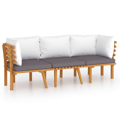 3 Piece Garden Lounge Set with Cushions Solid Wood Acacia