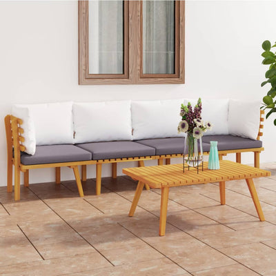 4 Piece Garden Lounge Set with Cushions Solid Acacia Wood