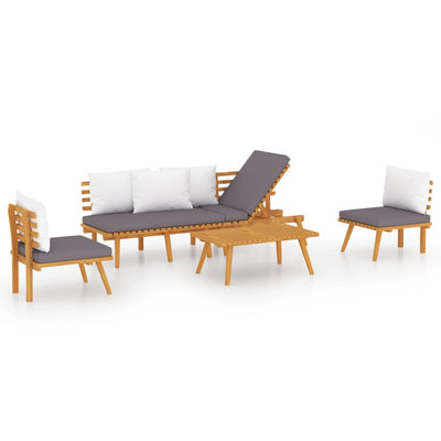 4 Piece Garden Lounge Set with Cushions Solid Wood Acacia