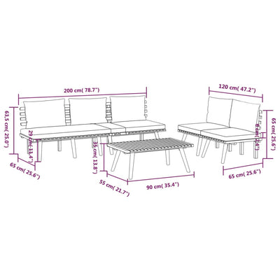 4 Piece Garden Lounge Set with Cushions Solid Wood Acacia