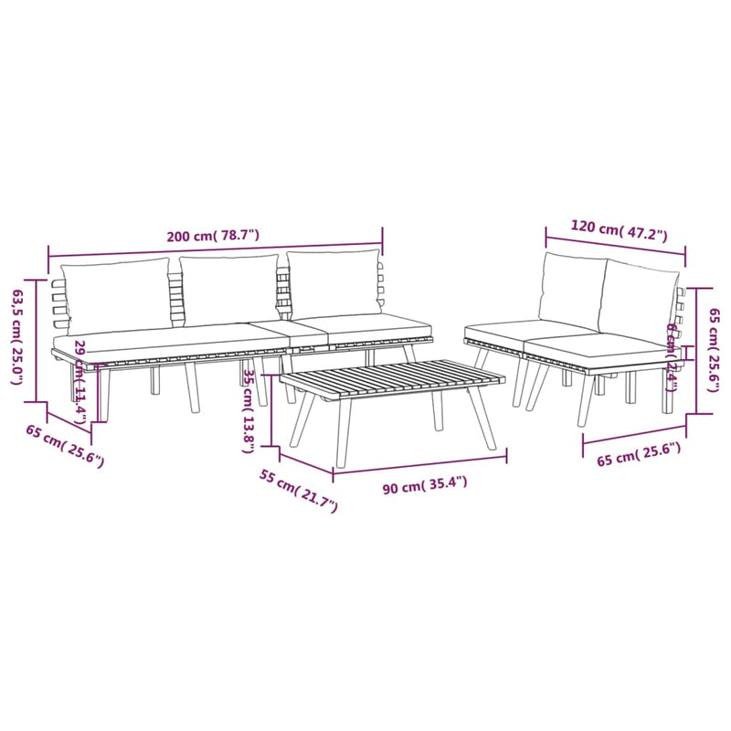 4 Piece Garden Lounge Set with Cushions Solid Wood Acacia