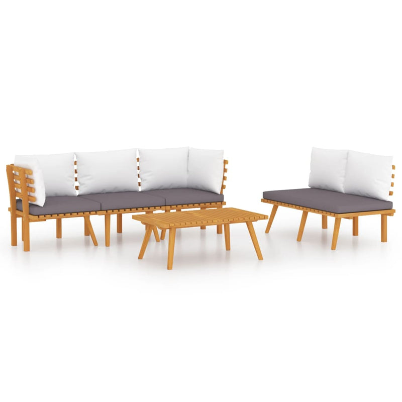 5 Piece Garden Lounge Set with Cushions Solid Wood Acacia