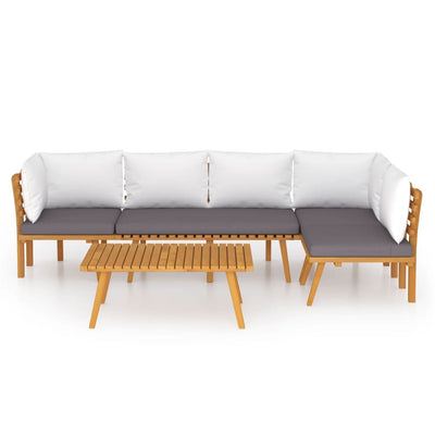 5 Piece Garden Lounge Set with Cushions Solid Wood Acacia