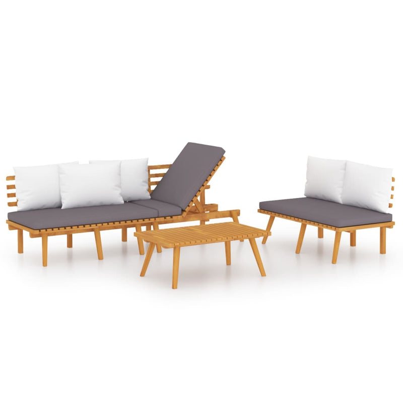 3 Piece Garden Lounge Set with Cushions Solid Wood Acacia