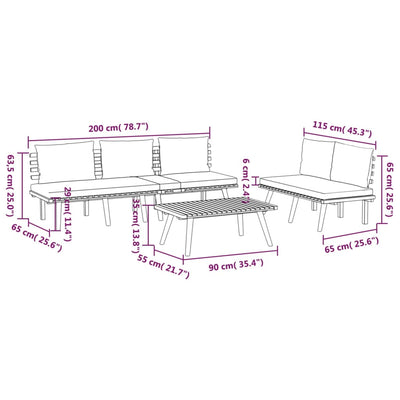 3 Piece Garden Lounge Set with Cushions Solid Wood Acacia