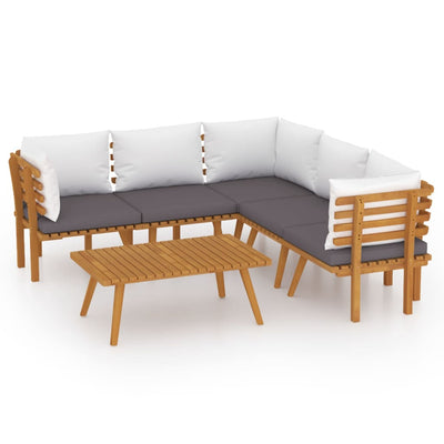 6 Piece Garden Lounge Set with Cushions Solid Wood Acacia