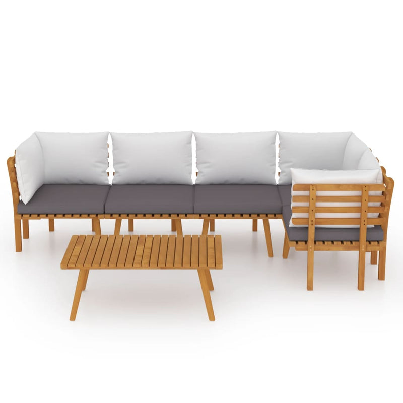 6 Piece Garden Lounge Set with Cushions Solid Wood Acacia