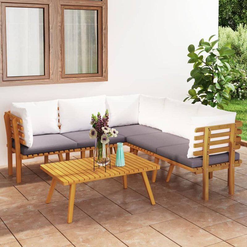 6 Piece Garden Lounge Set with Cushions Solid Wood Acacia