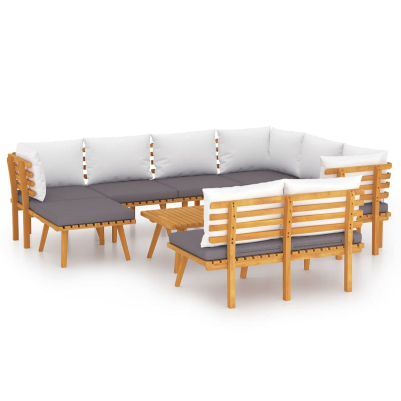 9 Piece Garden Lounge Set with Cushions Solid Wood Acacia