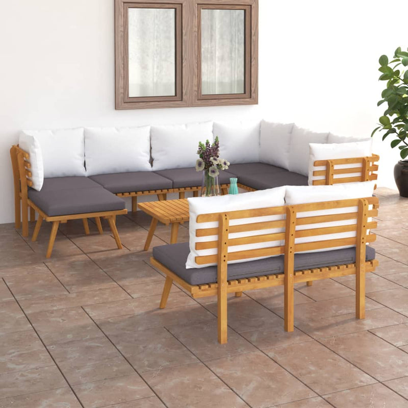 9 Piece Garden Lounge Set with Cushions Solid Wood Acacia