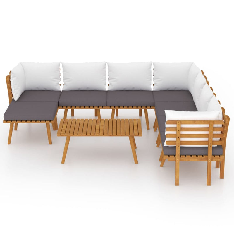 9 Piece Garden Lounge Set with Cushions Solid Wood Acacia