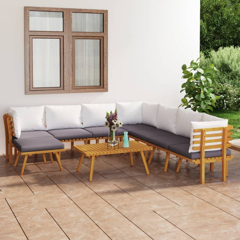 9 Piece Garden Lounge Set with Cushions Solid Wood Acacia