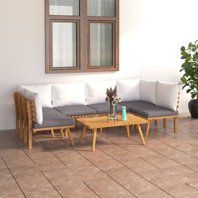 7 Piece Garden Lounge Set with Cushions Solid Wood Acacia