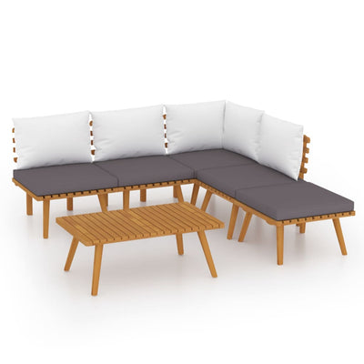 6 Piece Garden Lounge Set with Cushions Solid Wood Acacia