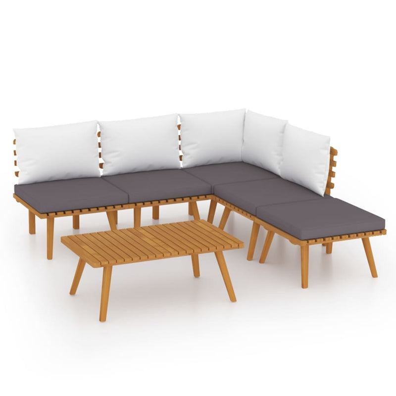 6 Piece Garden Lounge Set with Cushions Solid Wood Acacia