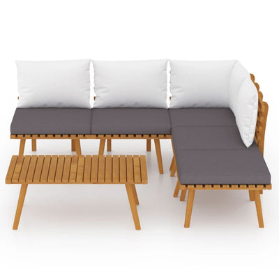 6 Piece Garden Lounge Set with Cushions Solid Wood Acacia