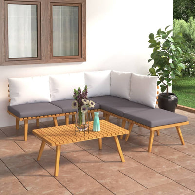 6 Piece Garden Lounge Set with Cushions Solid Wood Acacia