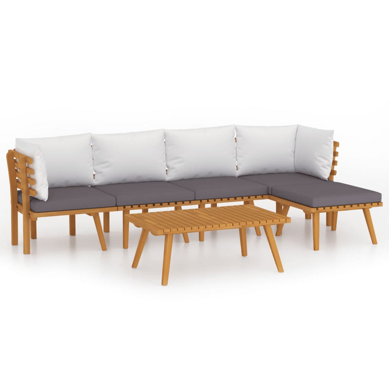 6 Piece Garden Lounge Set with Cushions Solid Wood Acacia