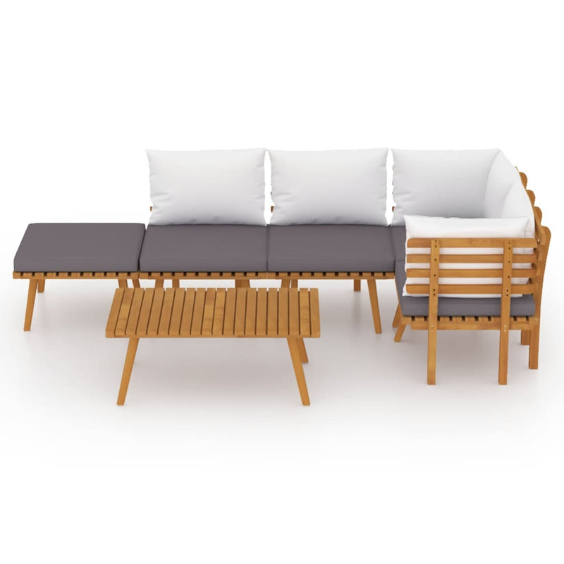 6 Piece Garden Lounge Set with Cushions Solid Wood Acacia