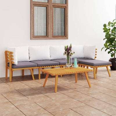 6 Piece Garden Lounge Set with Cushions Solid Wood Acacia