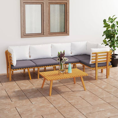 6 Piece Garden Lounge Set with Cushions Solid Wood Acacia