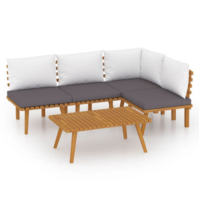 5 Piece Garden Lounge Set with Cushions Solid Wood Acacia