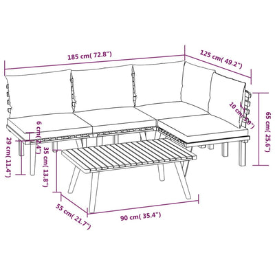 5 Piece Garden Lounge Set with Cushions Solid Wood Acacia